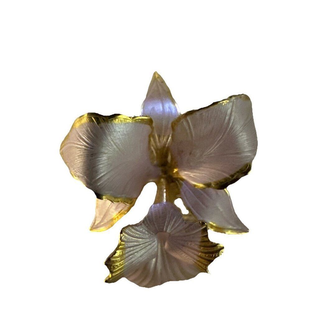 Vintage Cerrito Lavender Pink Orchid Gold Tone Pin Brooch - Picture 2 of 4